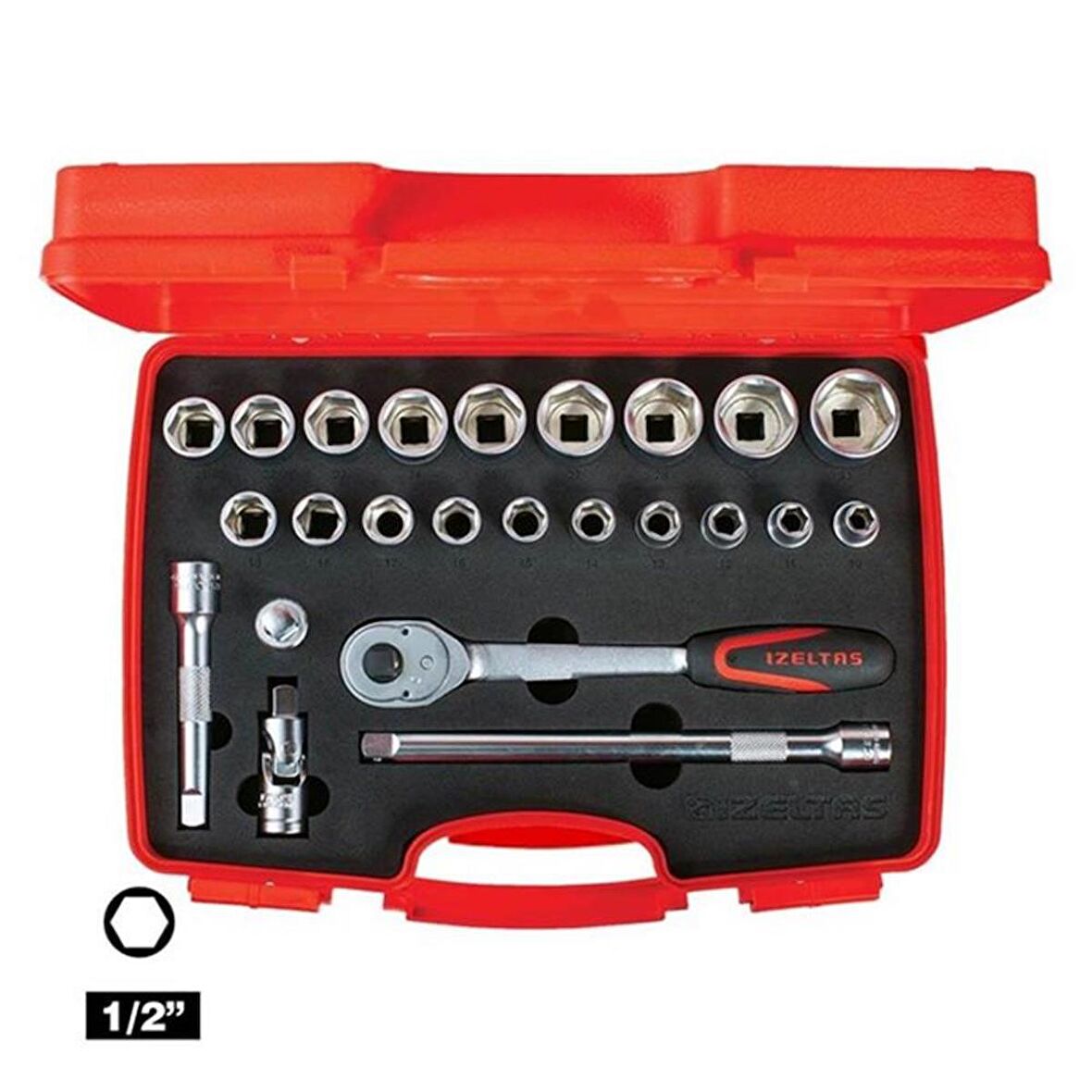 İZELTAŞ 1/2" ALTI KÖŞE LOKMA TAKIMI 24 PARÇA