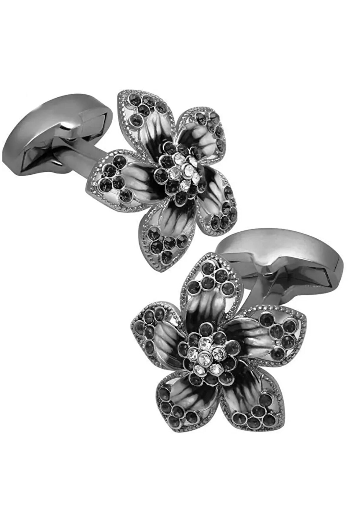 Siyah Çiçek Kadın Kol Düğmesi