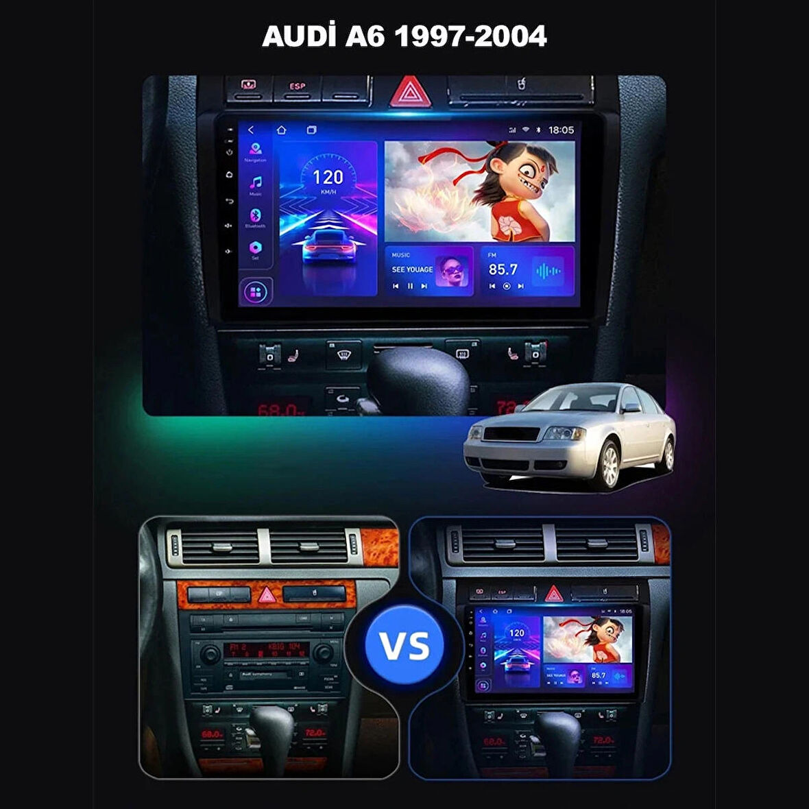 AUDİ A6 1997-2004 UYUMLU 9 İNÇ 2+32 GB MULTİMEDYA