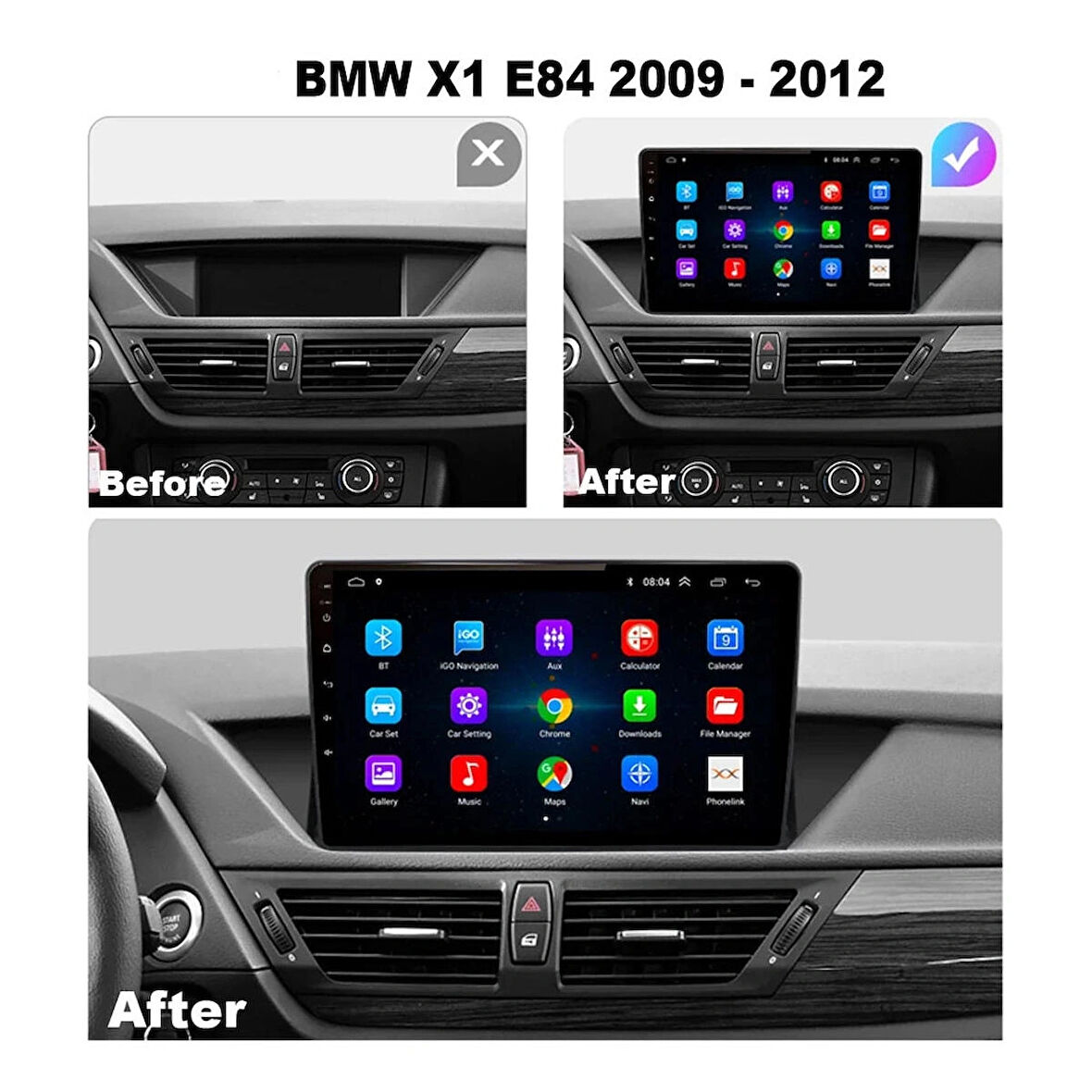 BMW X1 E834 2009-2013 UYUMLU 9 İNÇ 2+32 GB MULTİMEDYA