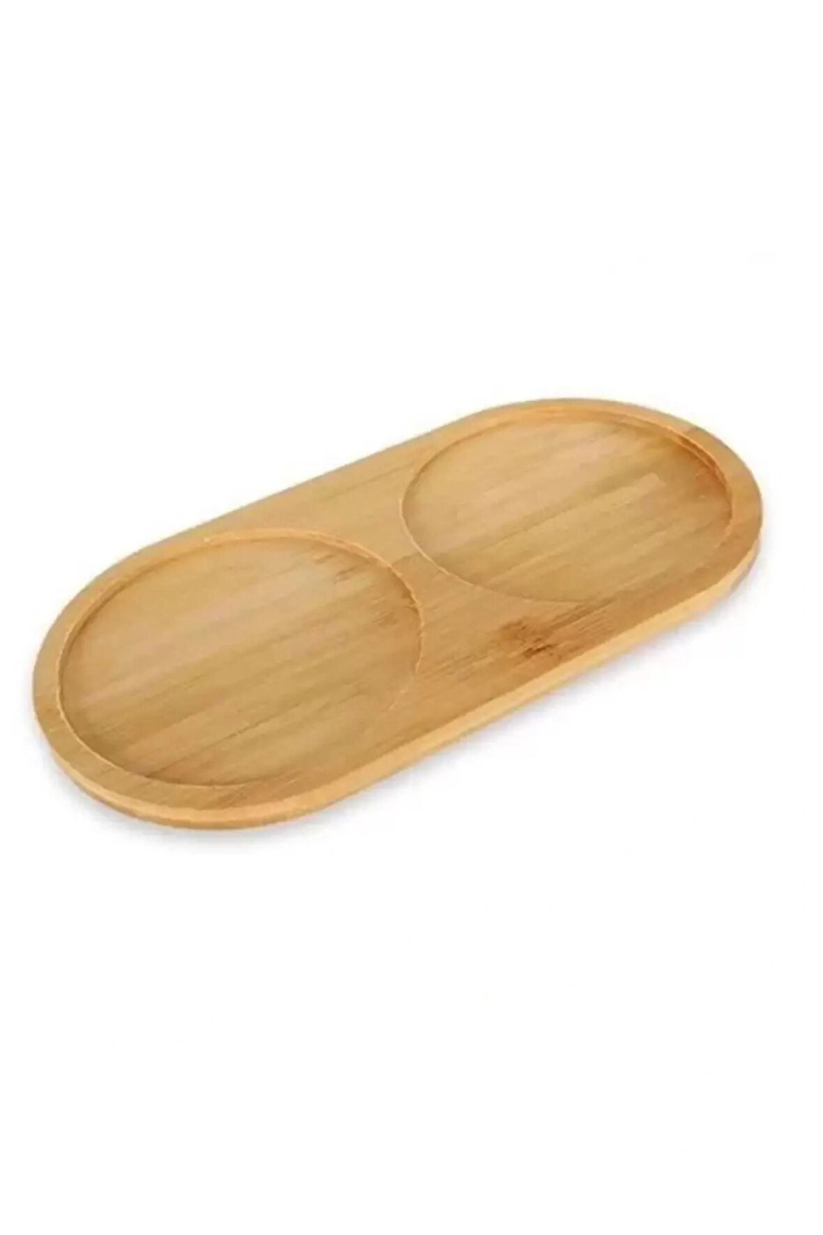 Bambu 2 Bölmeli Oval Altlık, Yağdanlık Standı, Sosluk Standı, Sabunluk Standı