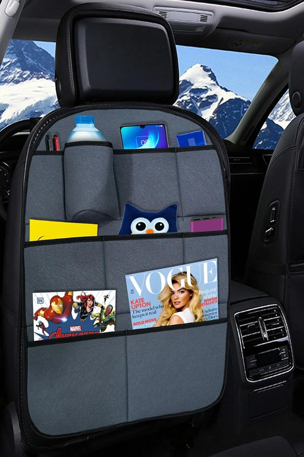 KZY-Üniversal Elit Füme Araç Koltuk Arkası Organizer - Araç Içi Eşya Düzenleyici KZY-Üniversal Elit