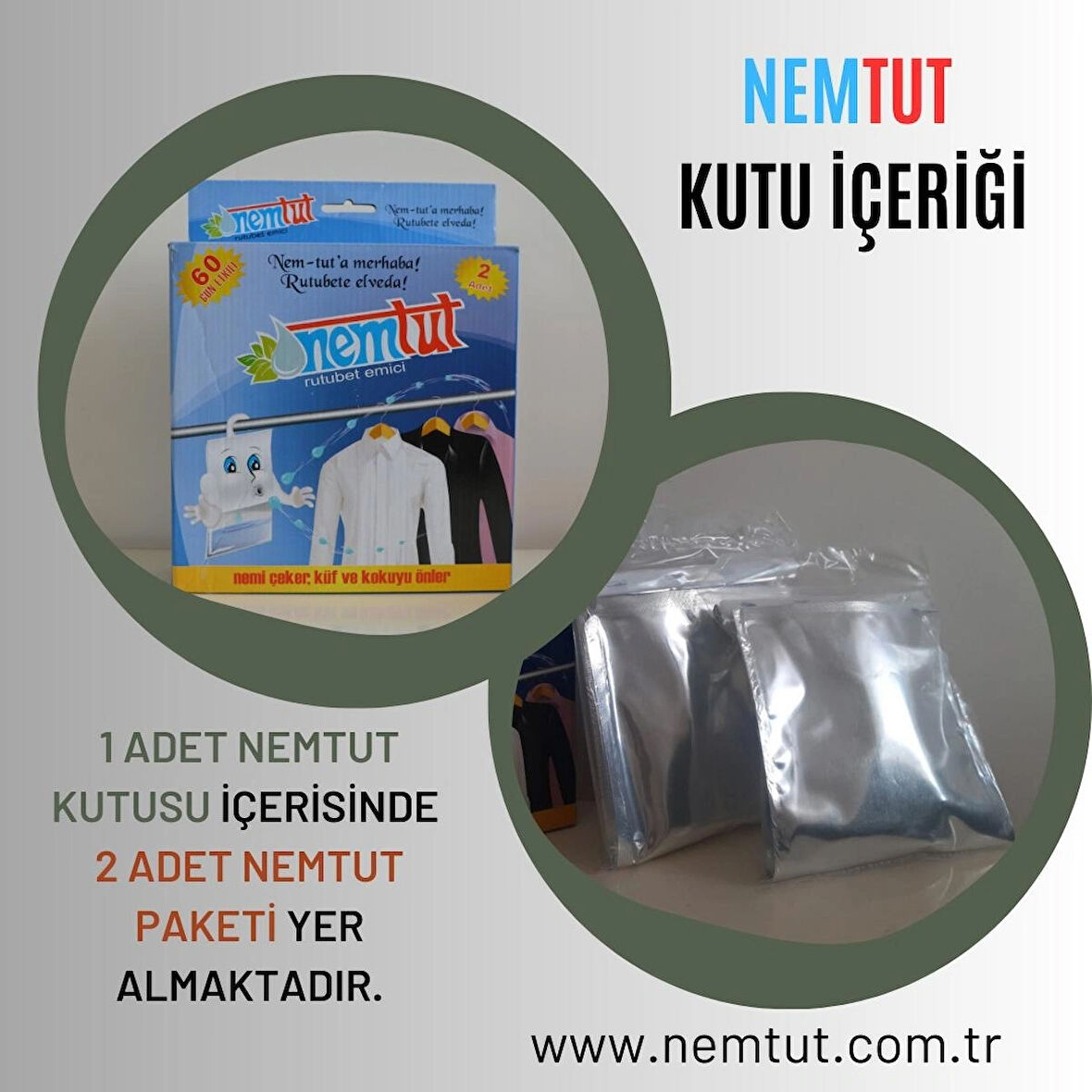 Nem Alıcı Önleyici Rutubet Küf Giderici Emici Korozyon Önleyici Koku Giderici 1 Kg 1 Kutu 2 Paket