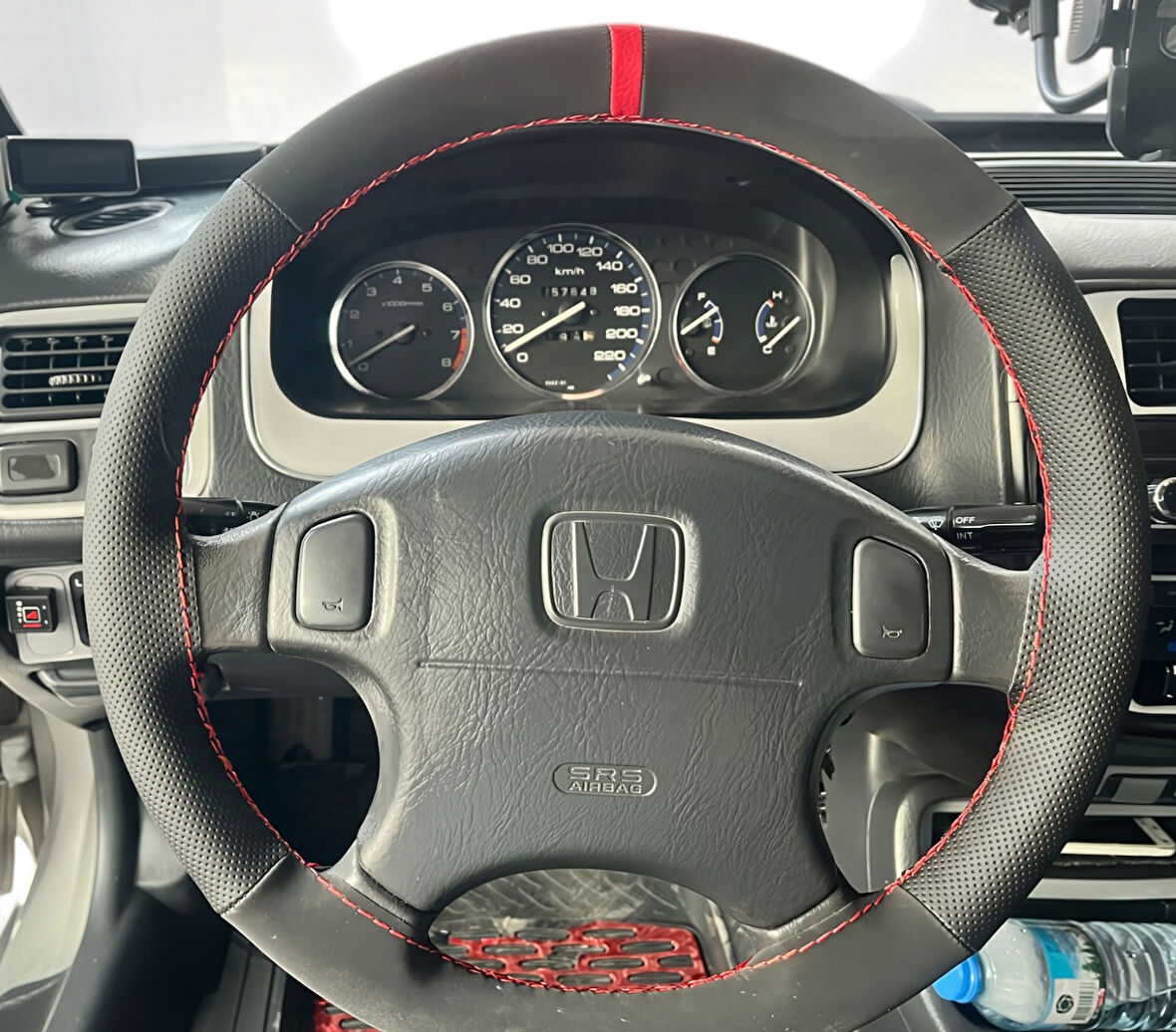 DİKİŞLİ DİREKSİYON KILIFI NUBUK NOKTALI DERİ KIRMIZI YÜZÜK KIRMIZI DİKİŞLİ HONDA CİVİC 2001 KASA