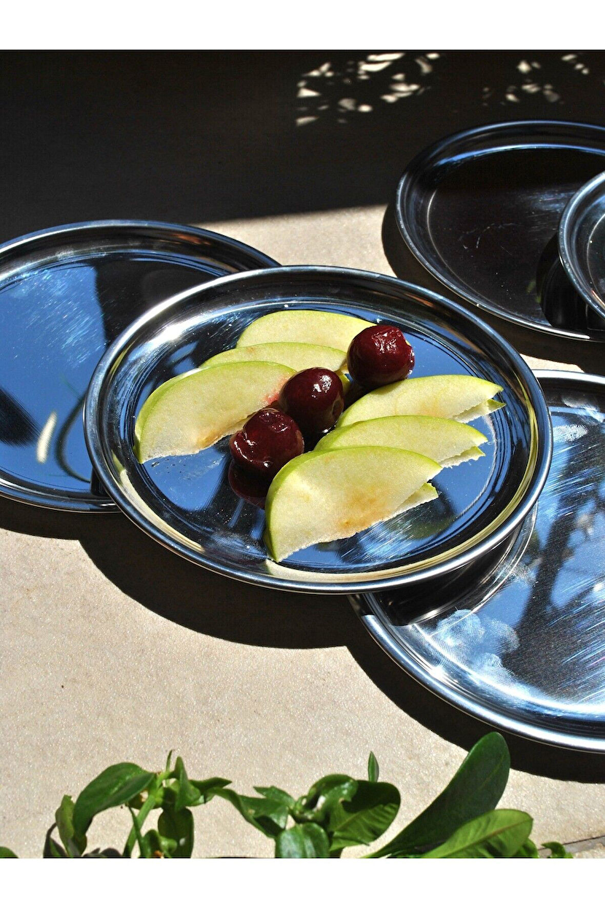 6'lı Paslanmaz Çelik Sunum Tatlı Tabağı İkram Tabağı 17 cm