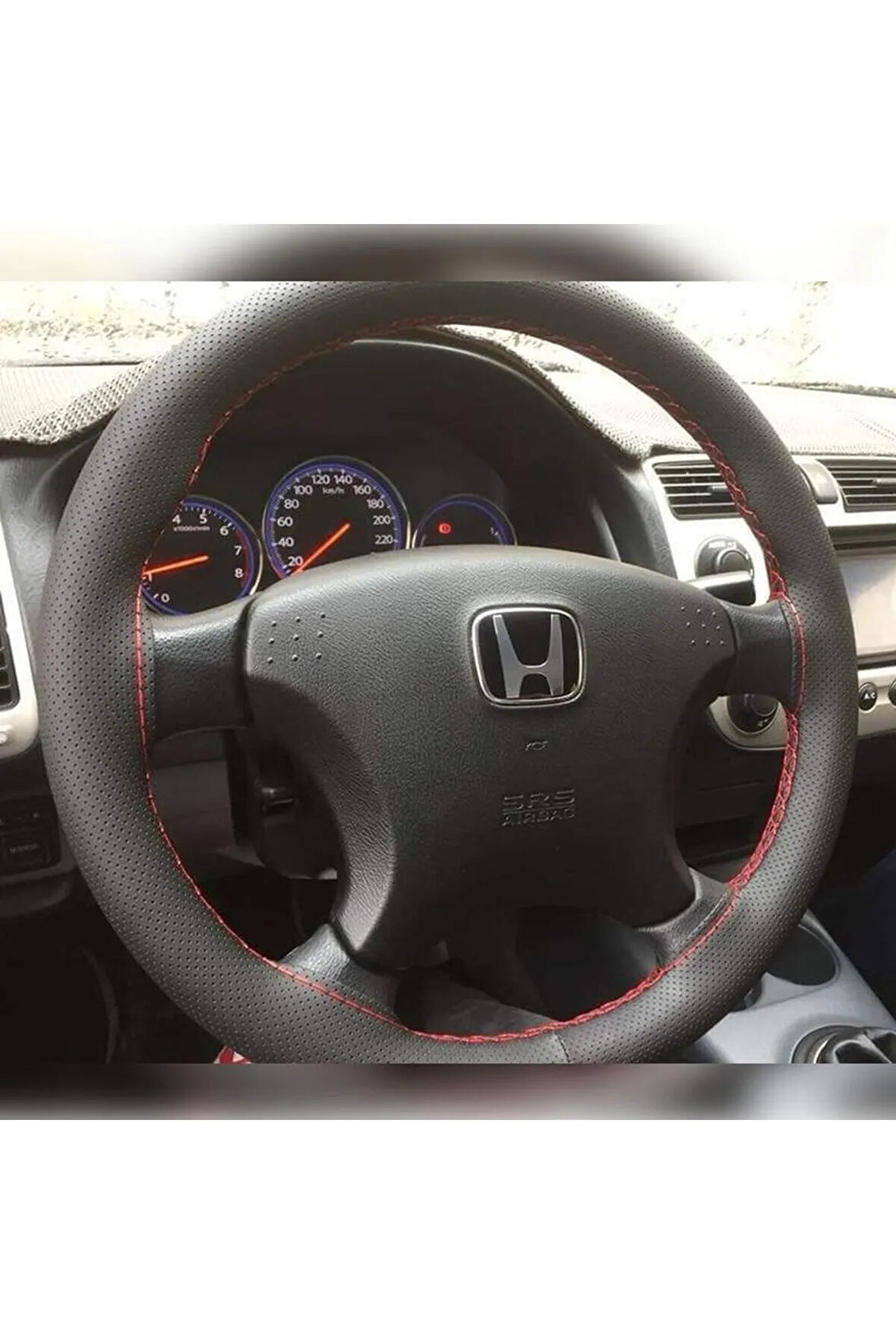 DİKİŞLİ DERİ DİREKSİYON KILIFI NOKTALI DERİ KIRMIZI DİKİŞLİ HONDA CİVİC VTEC 2 İÇİN HIZLI KARGO