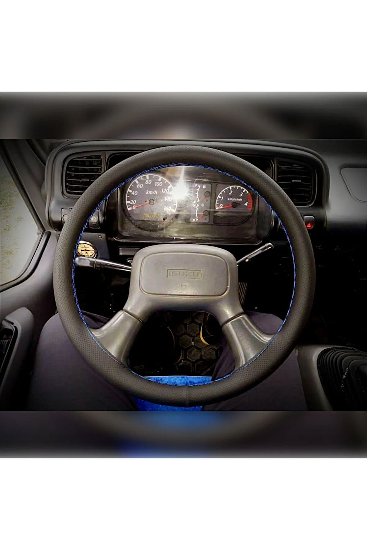 DİKİŞLİ DİREKSİYON KILIFI NOKTALI DERİ MAVİ DİKİŞLİ ISUZU NPR İÇİN HIZLI KARGO