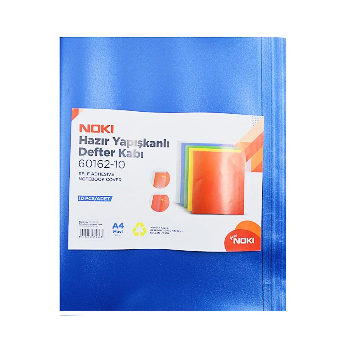 Noki Hazır Yapışkanlı Defter Kabı A4 10lu Mavi 60162-10