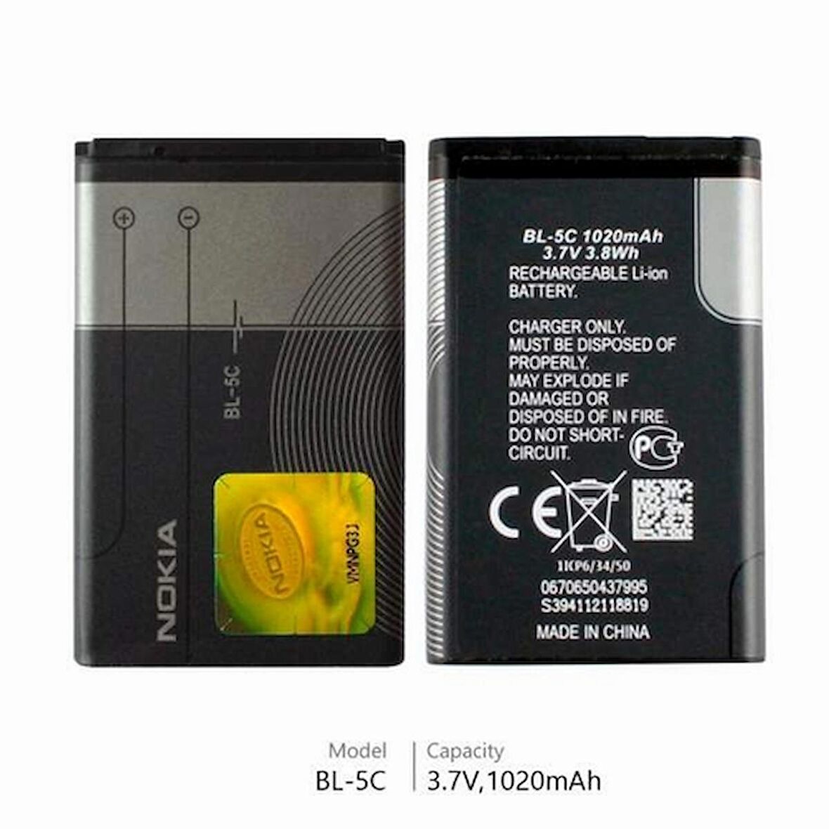 Nokia BL-5C 3650 (BL5c 1020 mAh Batarya Pil Orijinal Uzun Ömürlü Yüksek Kapasite)