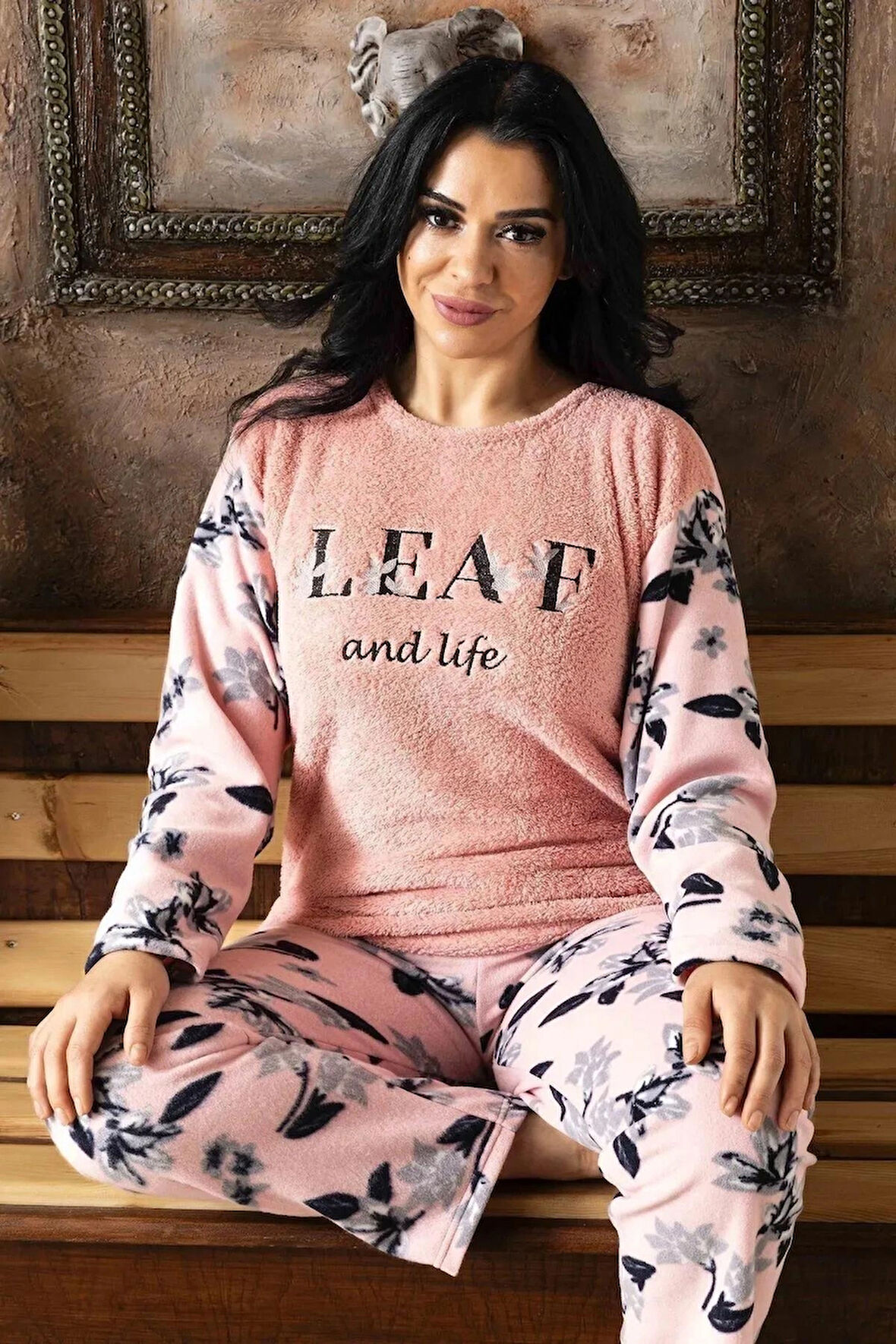 Lukitus Büyük Beden Peluş Polar Pijama Takımı