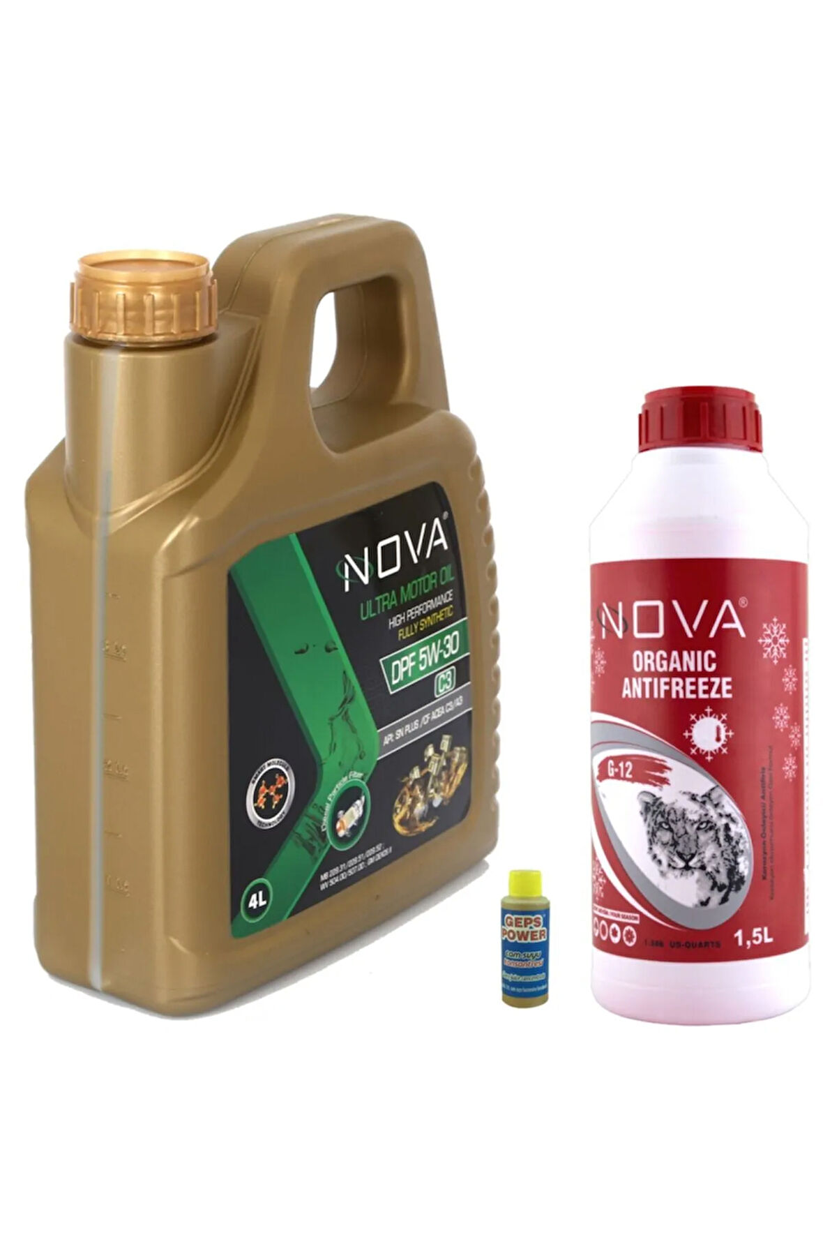 5w-30 4 Litre Tam Sentetik Motor Yağı+1.5lt Kırmızı Antifriz