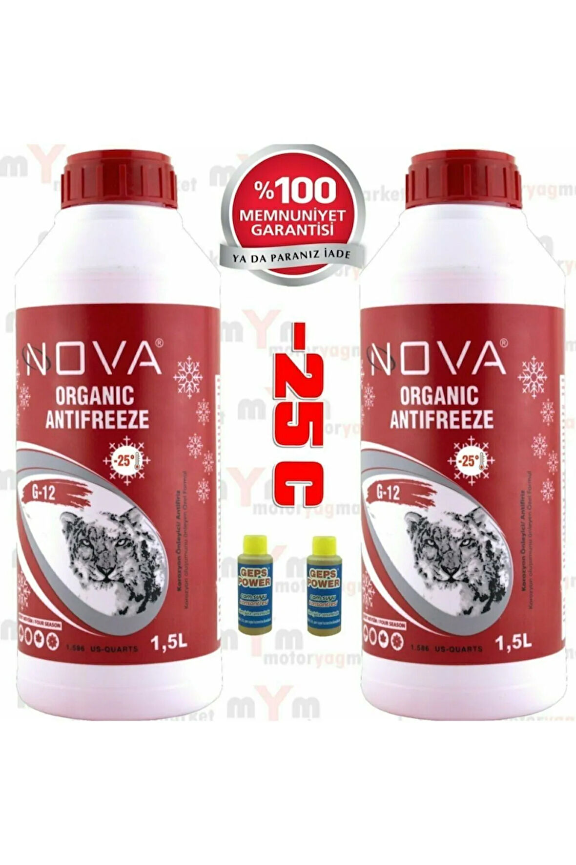 -25 Derece Organik Kırmızı Antifriz (2 X 1.5lt=3litre) +2csb
