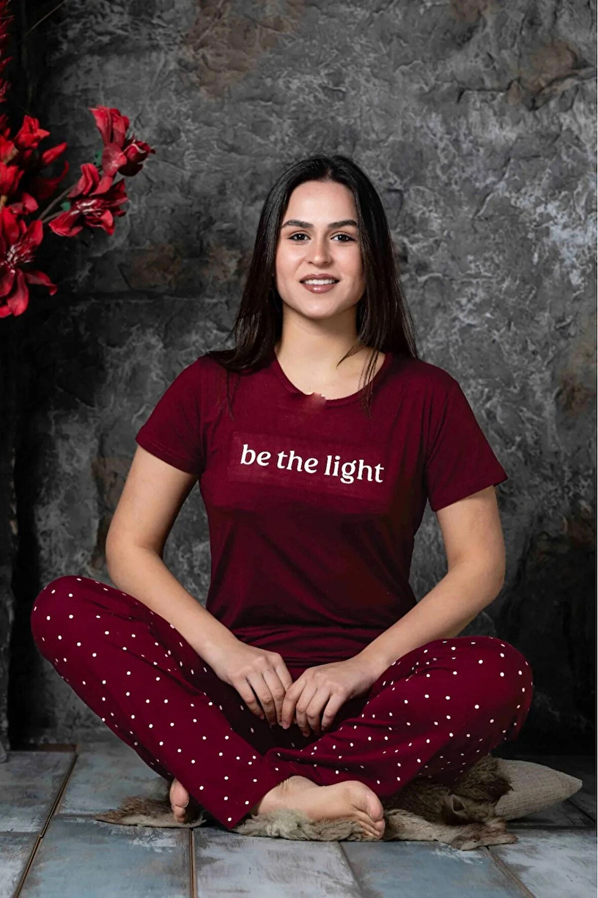 Lukitus Kısa Kol Milan Kumaş Kadın Pijama Takımı