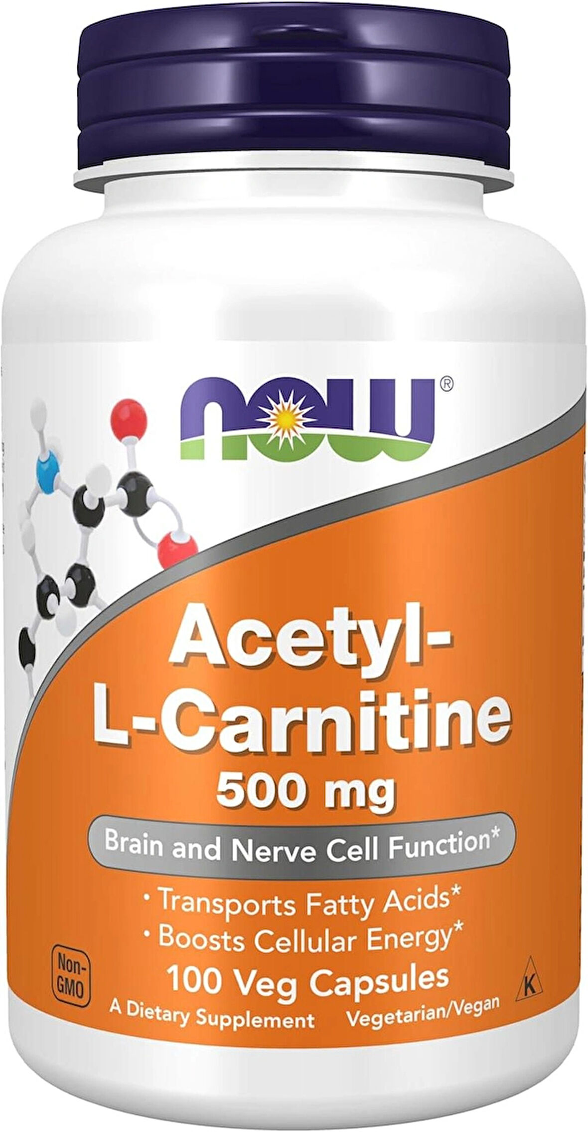 NOW Foods Acetyl-L Carnitine 500 mg Amino Acid Brain And Nerve Cell Function 120 Veg Capsules