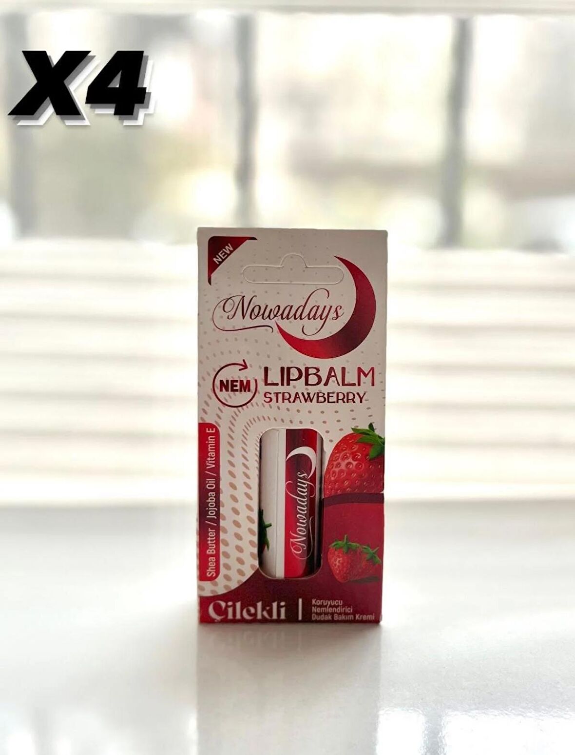 Nowadays LİP BALM Dudak Koruyucu Strawberry/Çilekli 4'LÜ SET