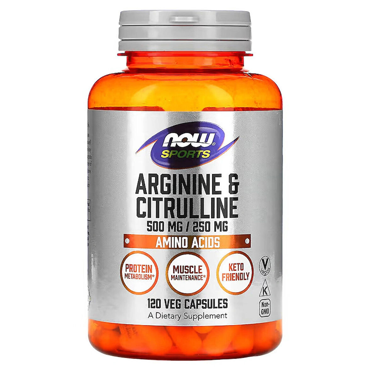 NOW Sports Nutrition Arginine & Citrulline 500 mg 250 mg Amino Acids 120 Veg Caps
