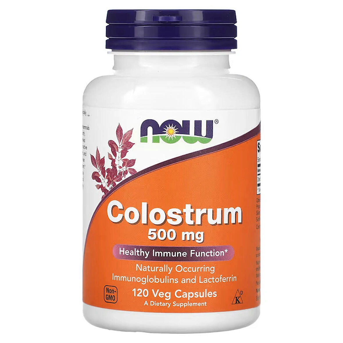 NOW Foods Colostrum Immunoglobulins and Lactoferrin Healthy Immune 500 mg 120 Veg Caps