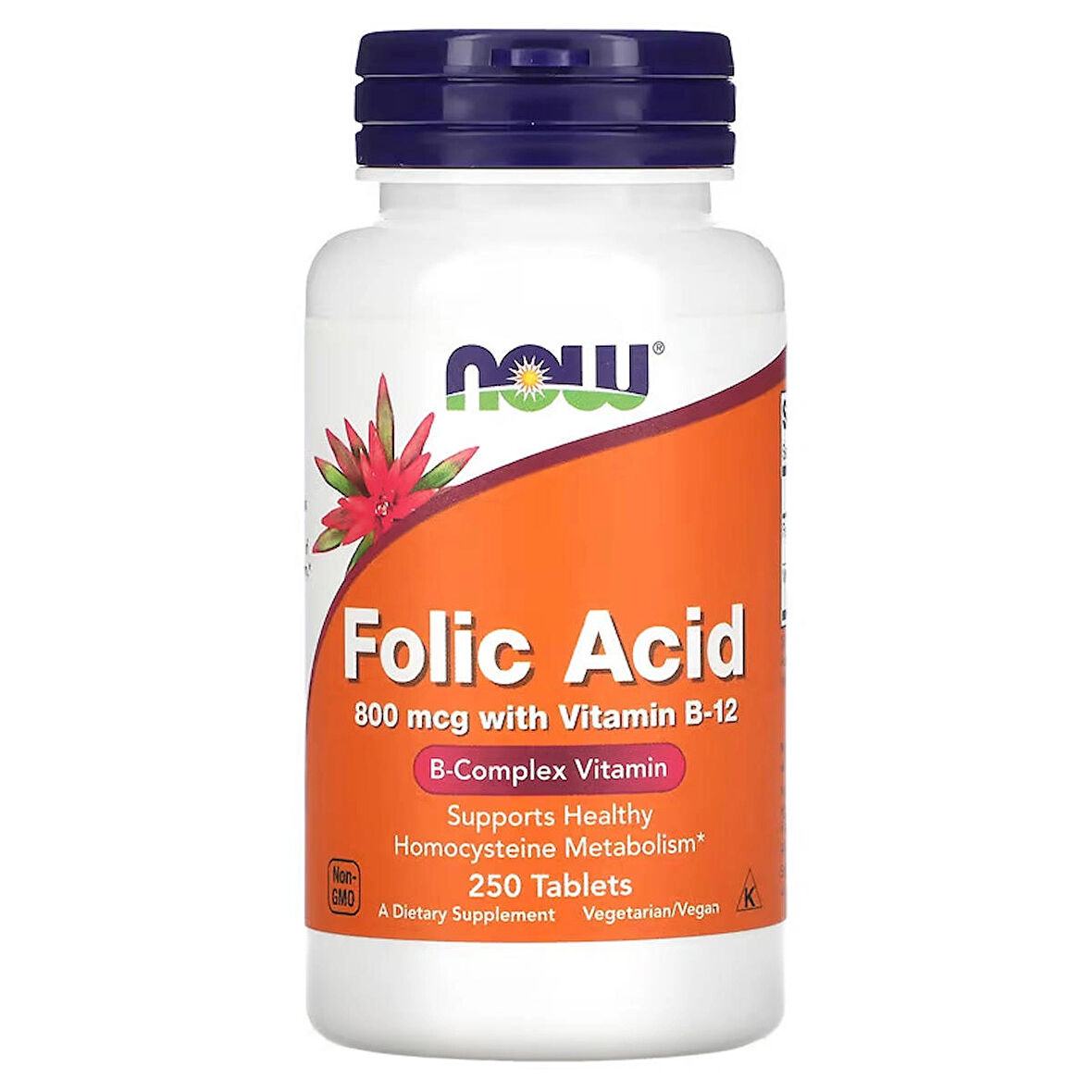 Now Folic Acid 800 mcg with Vitamin B-12 250 Tablets