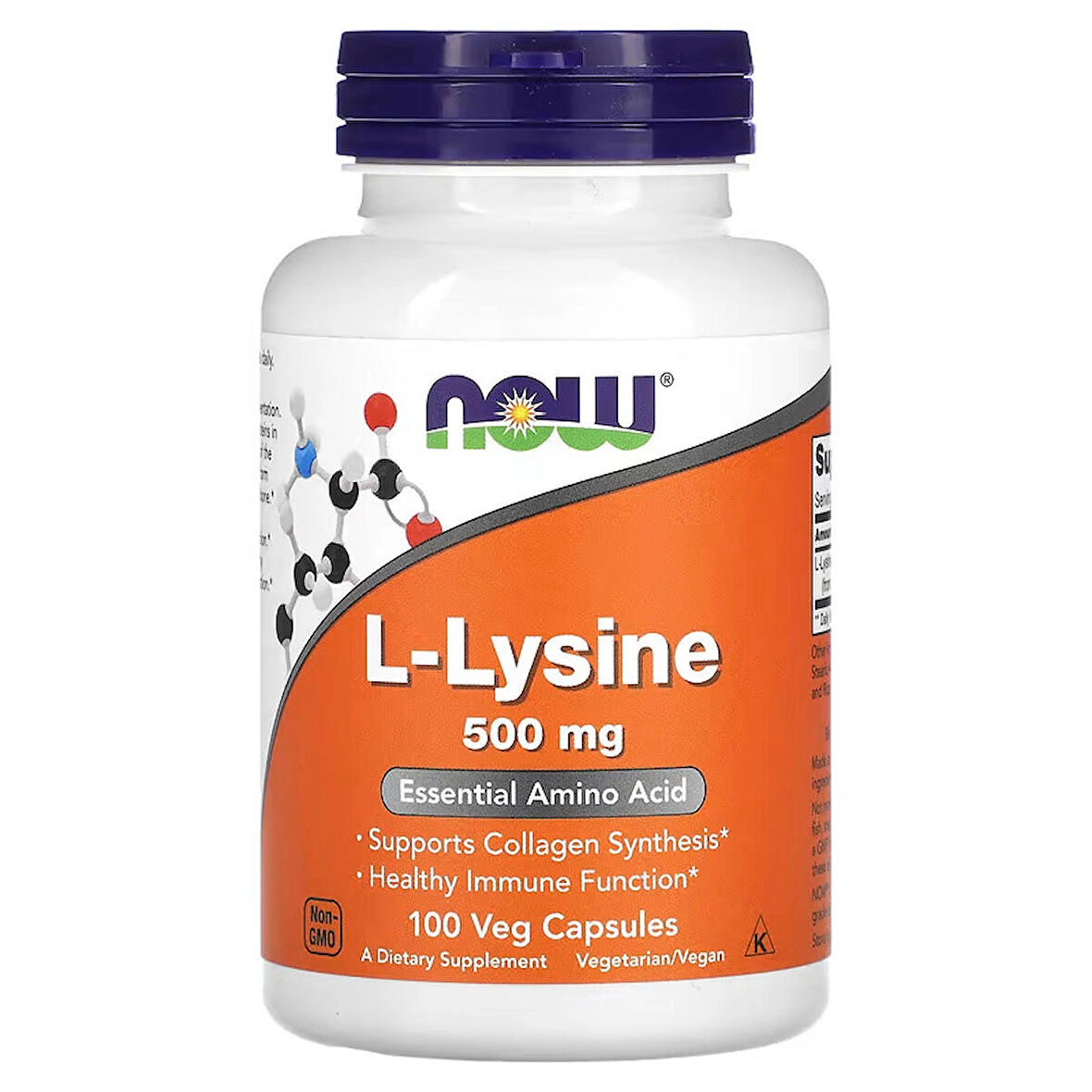 NOW Foods L-Lysine Lizin 500 mg 100 Veg Caps