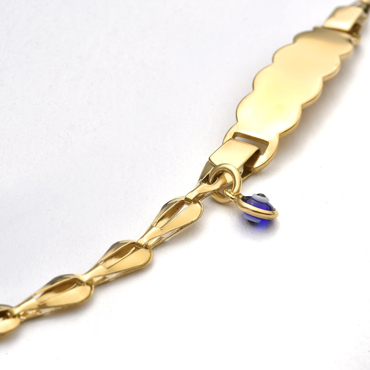 14 Ayar Altın Kaplama  Bebek ve Çocuk Göz Boncuk Nazarlı  İsim Gümüş Bilellik Künye - BPC00104