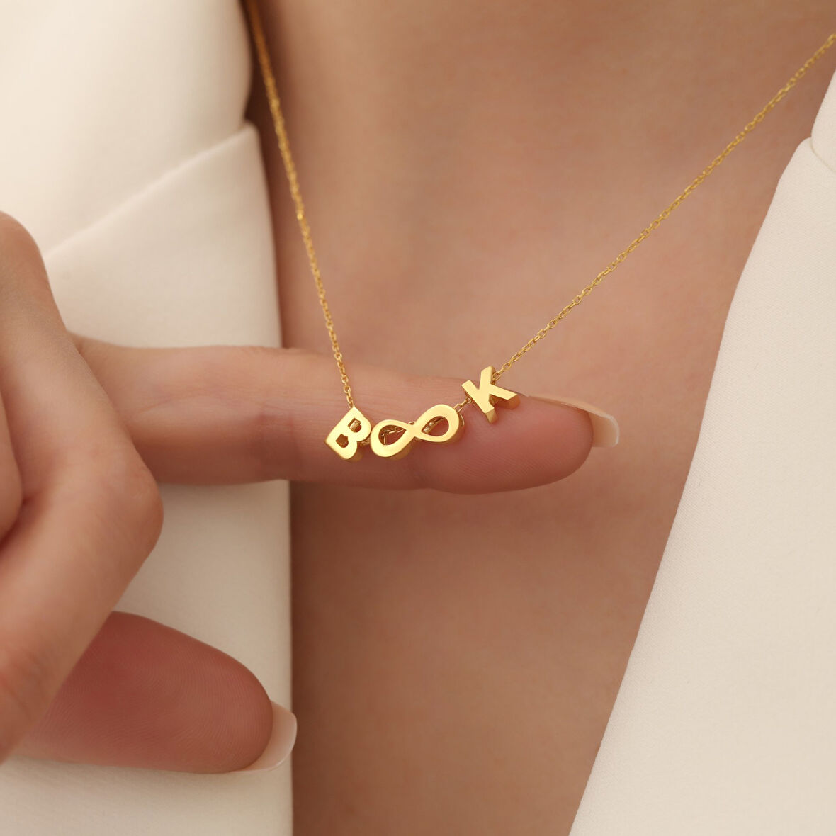 925 Ayar Gümüş İki Harfli Sonsuzluk Kolye