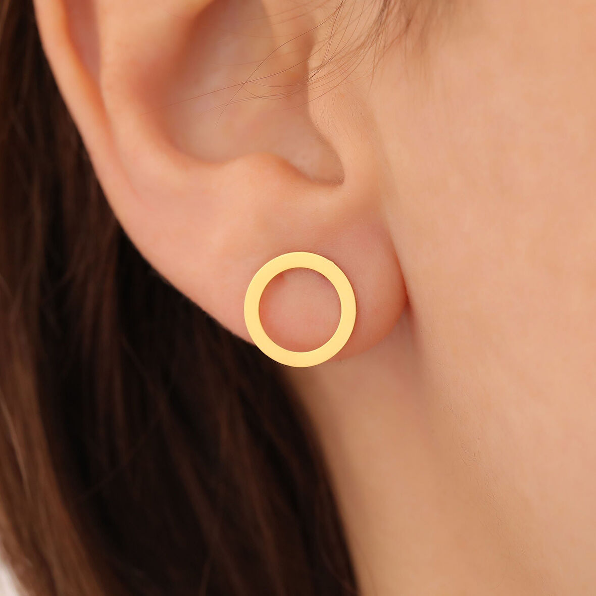925 Ayar Gümüş Minimal Çember Küpe Çap:9.50 mm- E00252