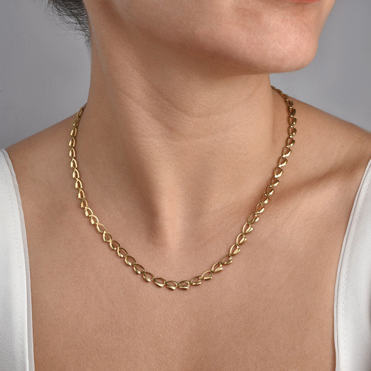 14 Ayar Altın Kaplama İtalyan Gösterişli Arpa Zincir Kolye - NP00104