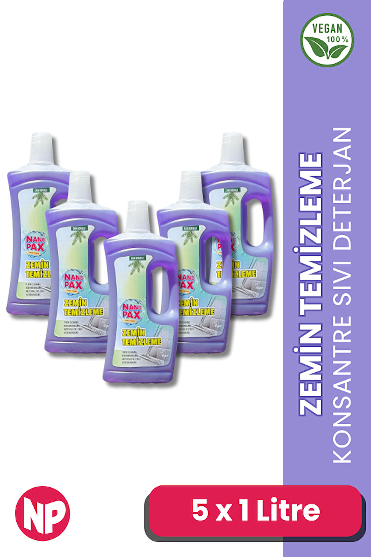 ZEMİN TEMİZLEME SIVI DETERJAN BAHAR KOKULU 5 x 1 LİTRE