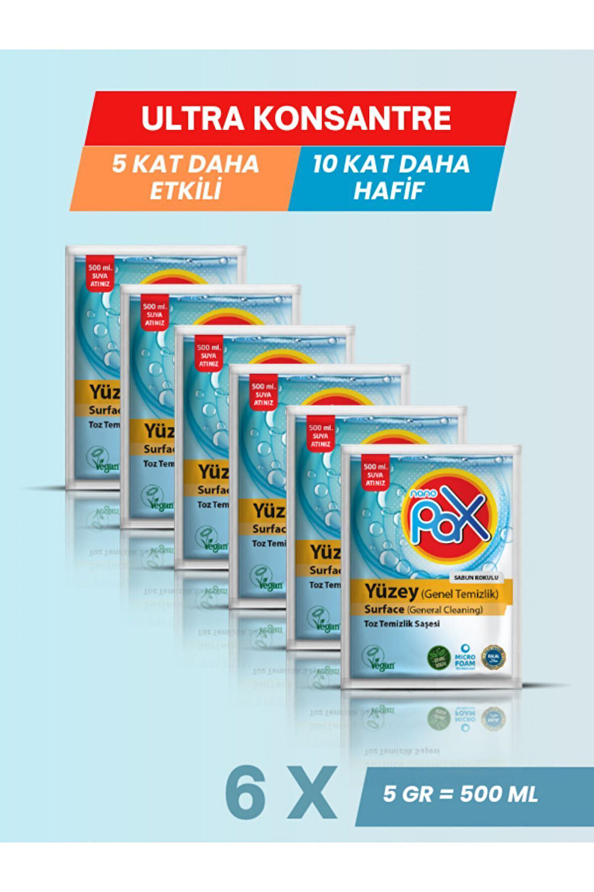 6 ADET YÜZEY TEMİZLİK TOZU (ULTRA KONSANTRE DETERJAN SAŞESİ)
