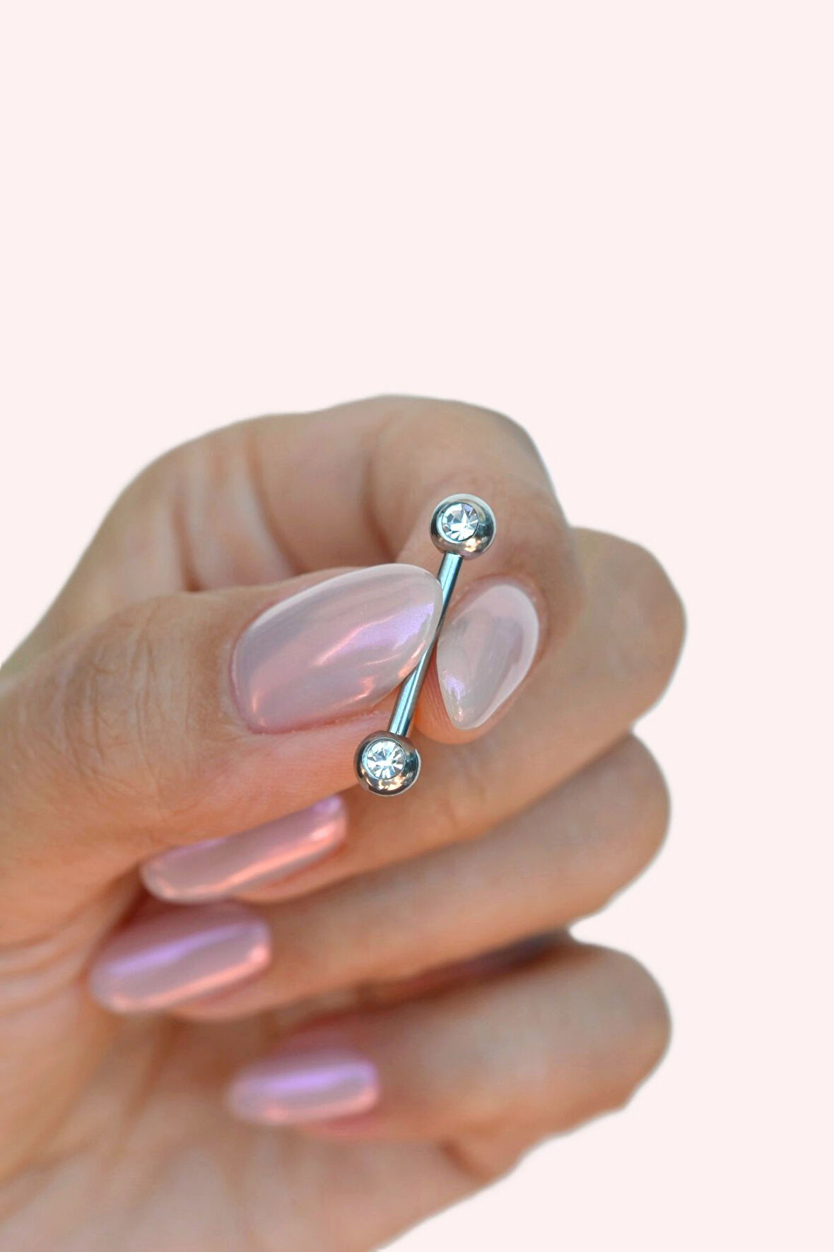 Minimal Tektaşlı Çelik Nipple Piercing Tektaşlı Top Model Meme Ucu Piercingi