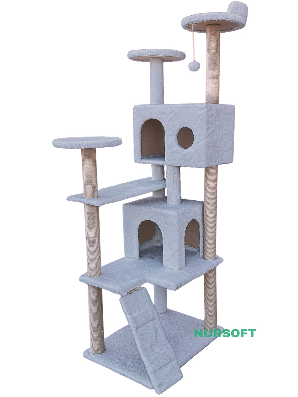 Nursoft Kule Kedi Evi Tırmalama Gri