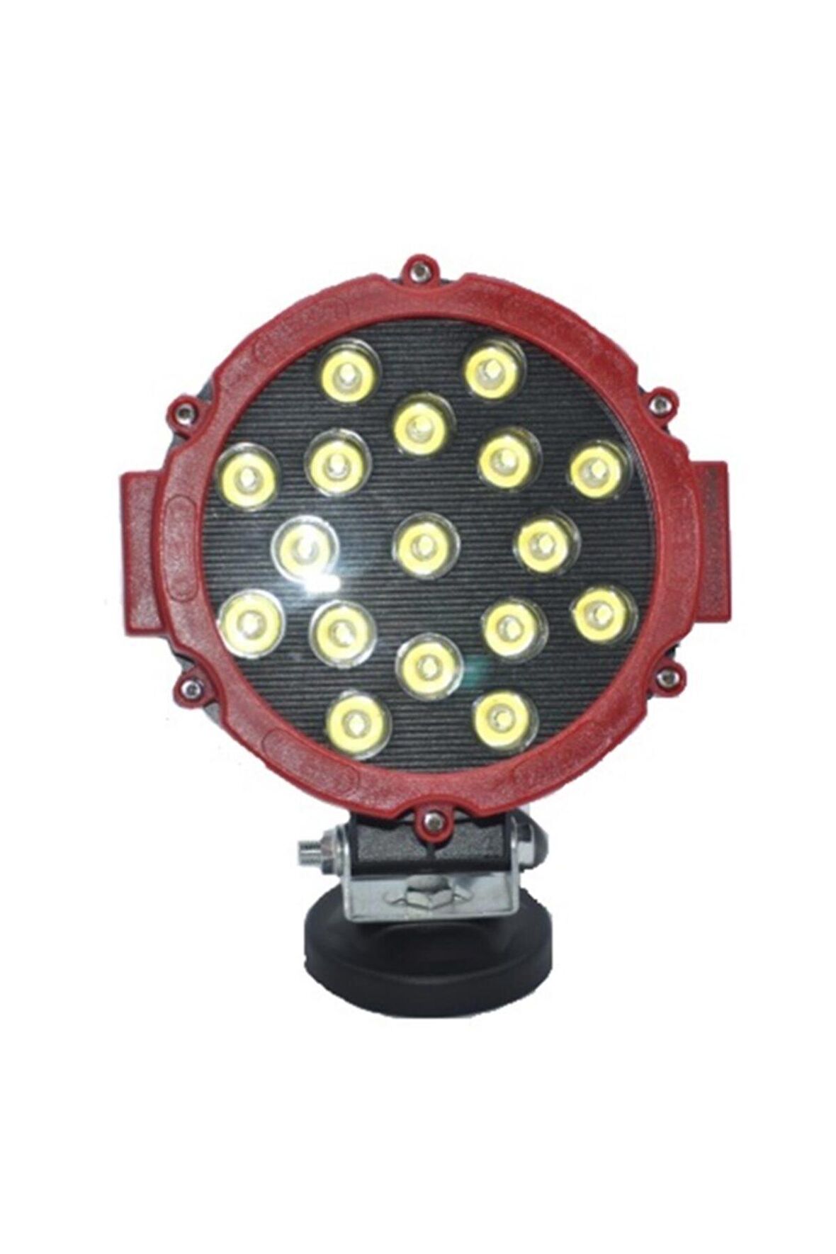 7'' 17 Ledlı Yuvarlak Kırmızı Offroad Sis Farı 17 Cm