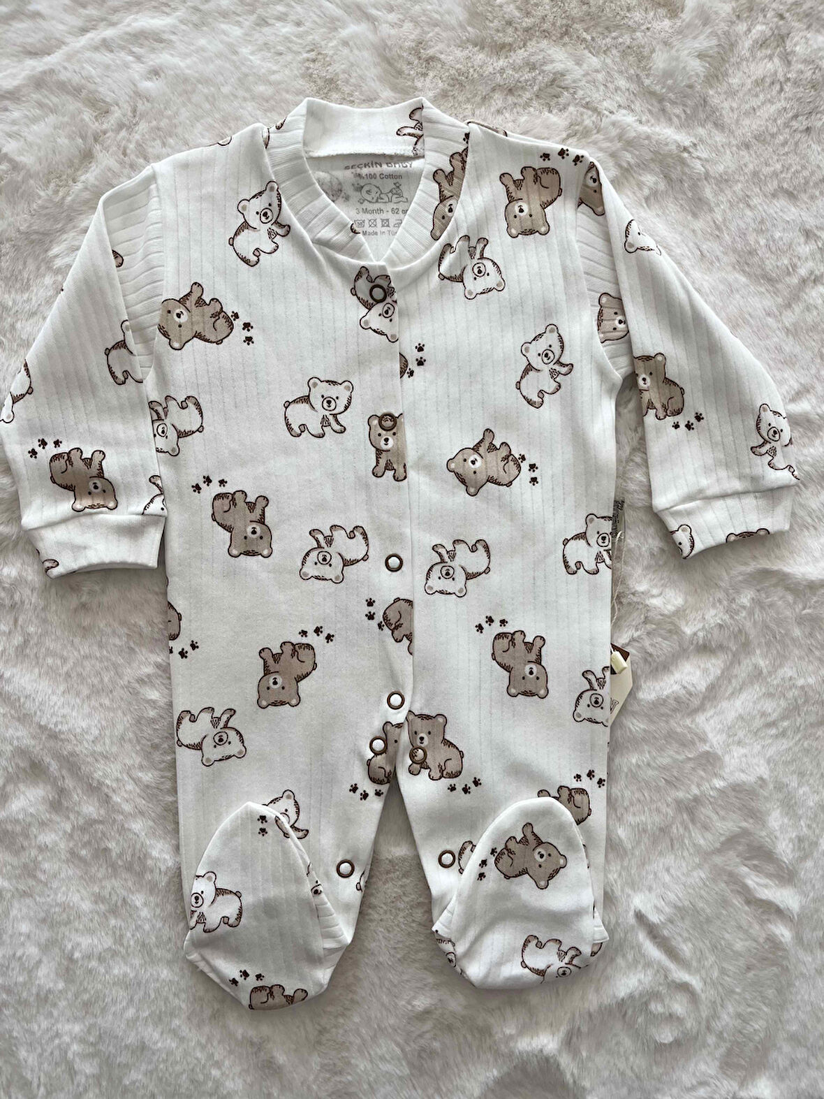 Yavru Ayı  Patikli  Raporlu Düğmeli Tulum