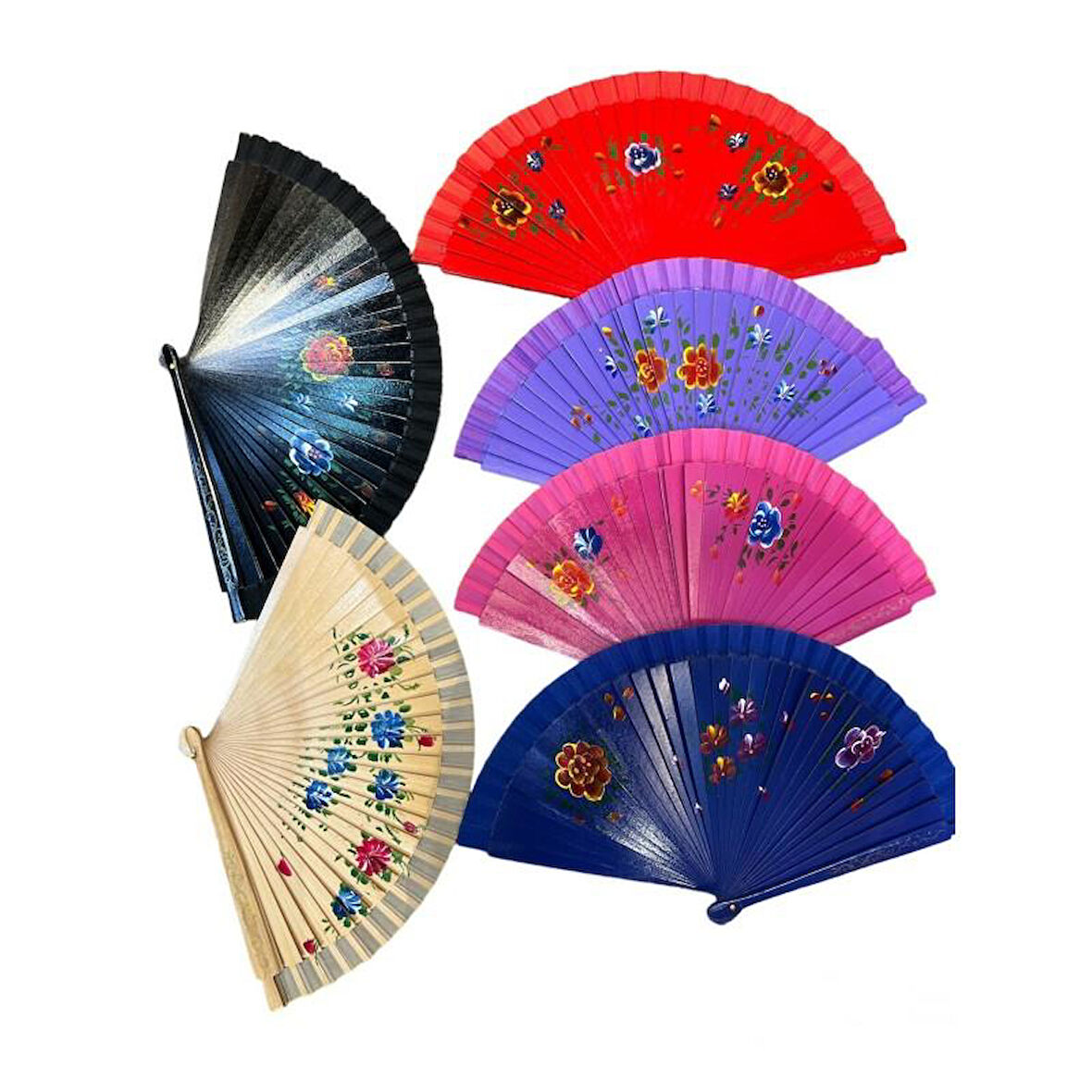 Bambu Yelpaze Karışık Renk 12 Adet