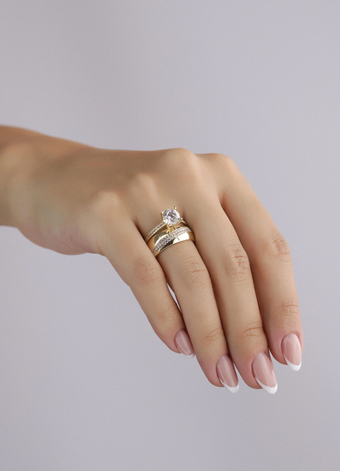 Nar-in Altın Mücevherat Tektaşlı Alyans Altın Yüzük 076