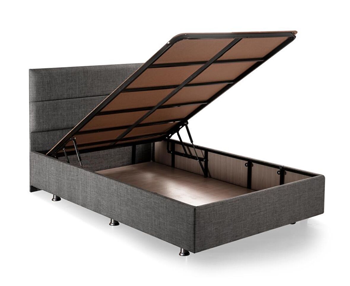 Niron Yatak Silver Tek Kişilik Gri Baza + Başlık 120 x 200 cm