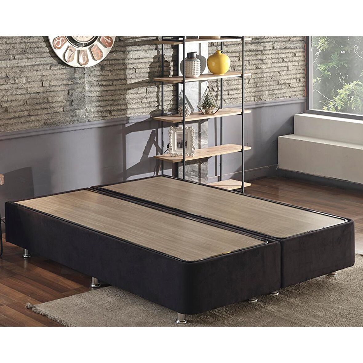 Niron Yatak Ela Çift Kişilik Siyah Baza 200 x 200 cm