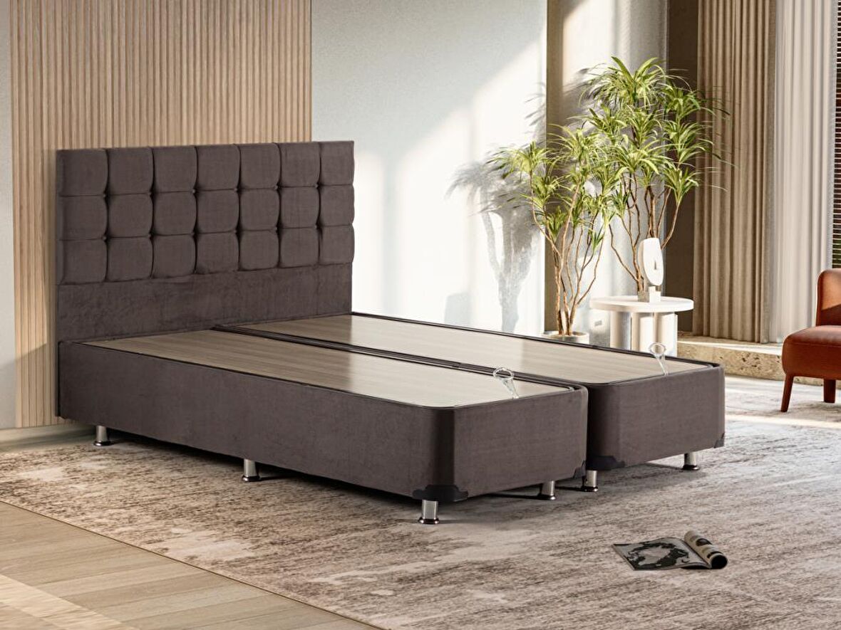 Niron Yatak Rama Çift Kişilik Füme Baza + Başlık 140 x 190 cm