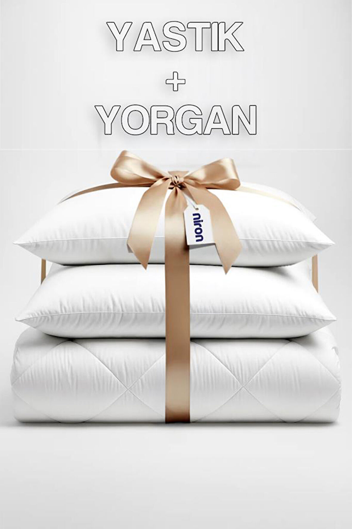 Niron Çift Kişilik Yorgan + 2 Adet Yastık Seti – 195x215 cm 4 Mevsim Mikrofiber Konfor