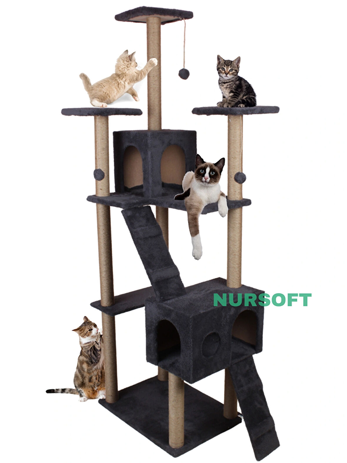 Nursoft Residence Kedi Tırmalama Evi - Antrasit
