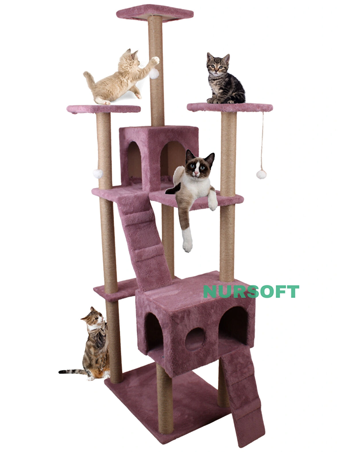 Nursoft Residence Kedi Tırmalama Evi - Gül Kurusu