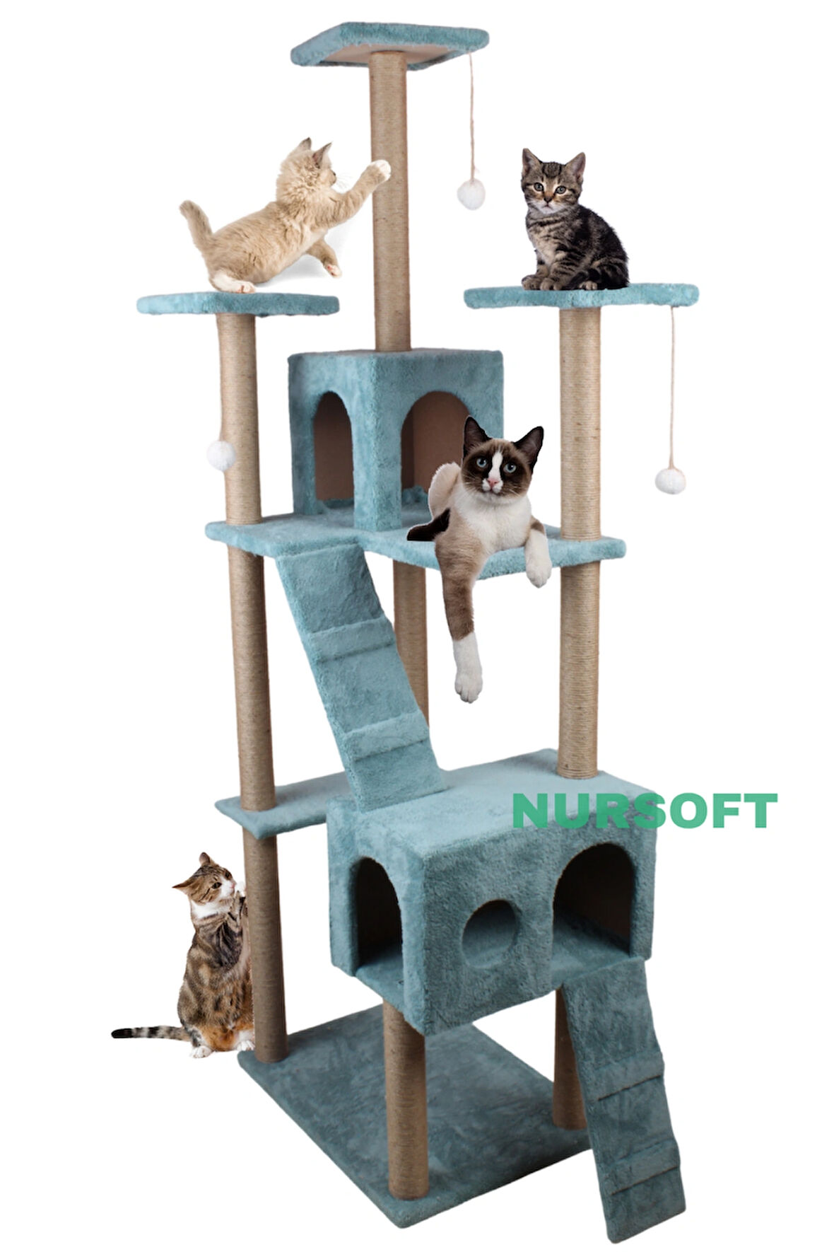 Nursoft Residence Kedi Tırmalama Evi - Turkuaz