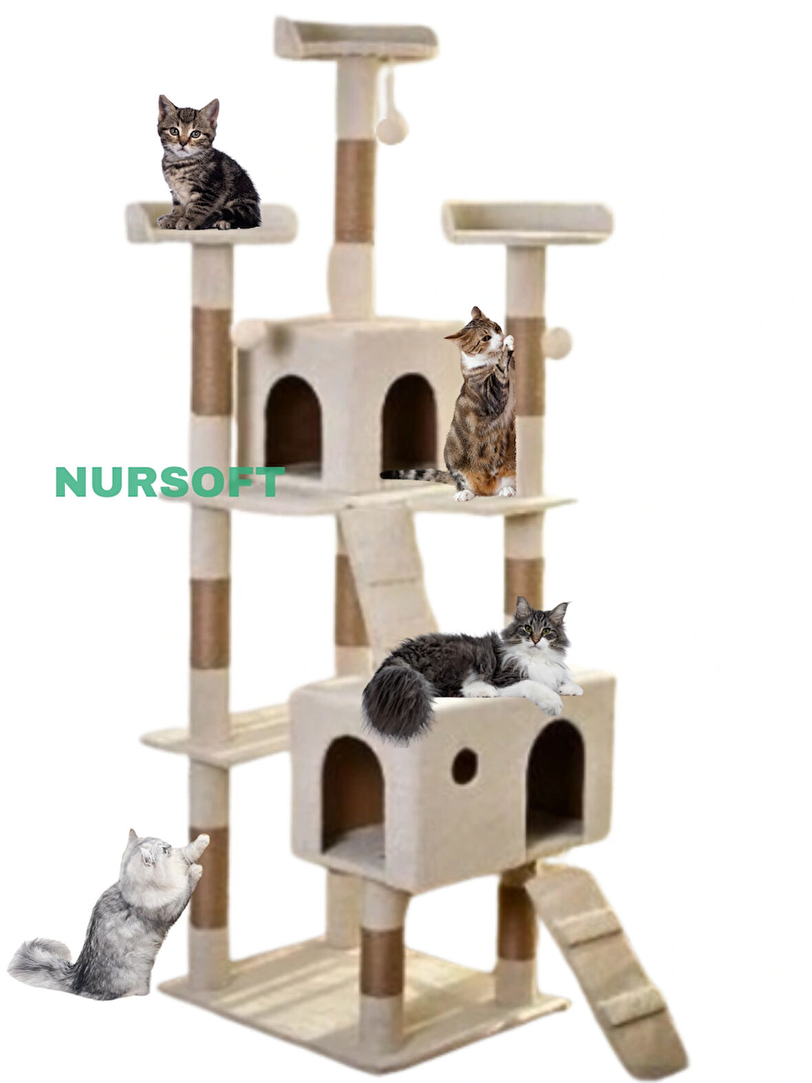 Nursoft Cat City Kedi Evi Kedi Tırmalama Ve Kedi Oyun Evi