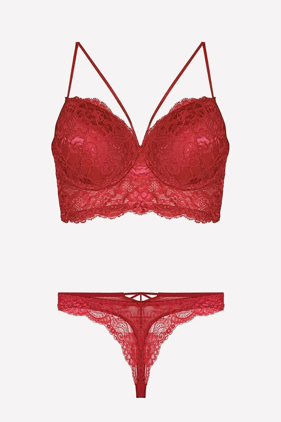 Dantelli Desteksiz Ipli Sütyen Takım