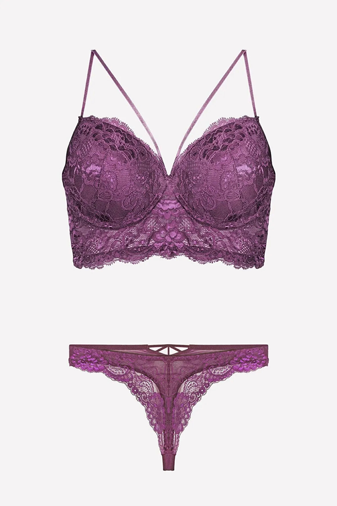 Dantelli Desteksiz Ipli Sütyen Takım