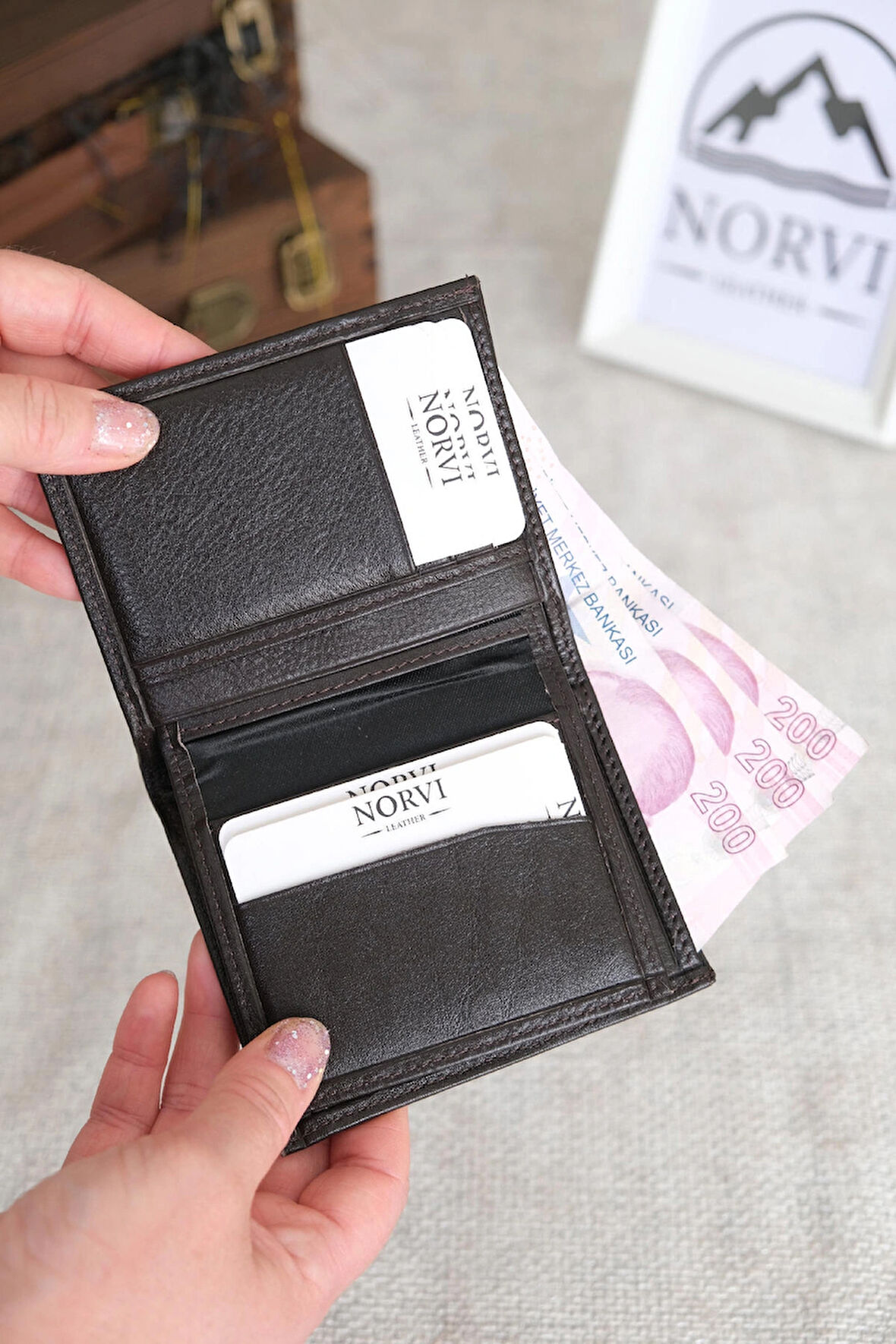 Bozuk Para Bölmeli Hakiki Deri Cüzdan