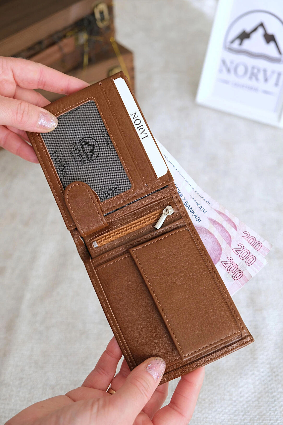 Bozuk Para Bölmeli Hakiki Deri Cüzdan Taba