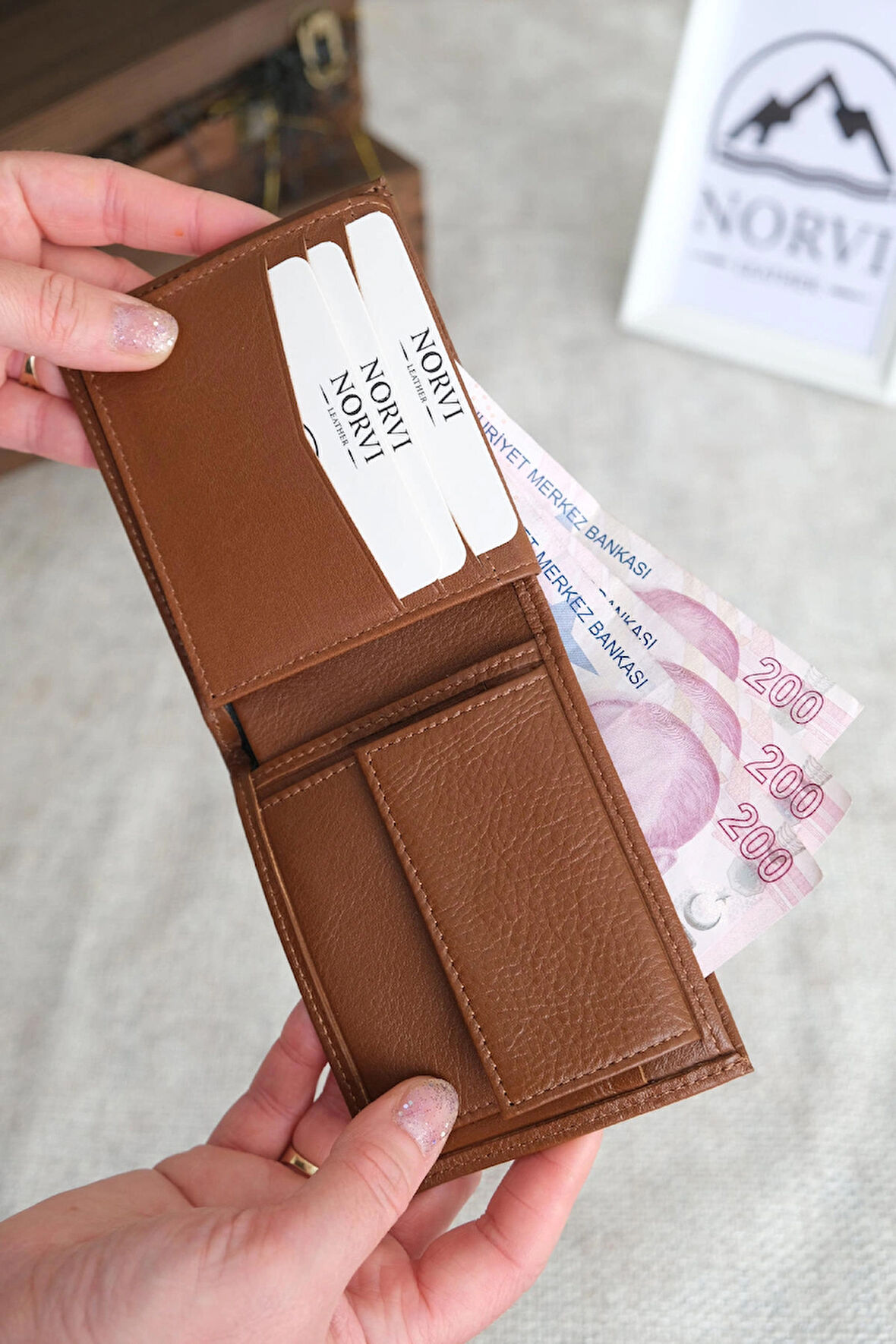 Bozuk Para Gözlü Hakiki Deri Cüzdan Kahverengi