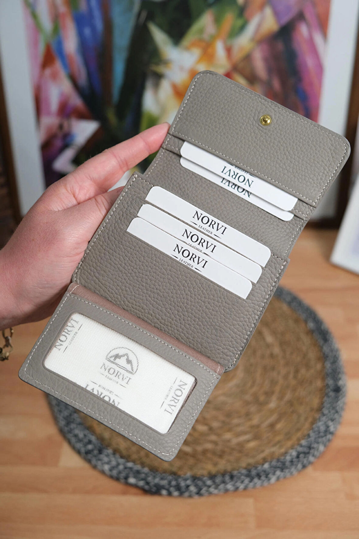 Çok Bölmeli Hakiki Deri Kartlık Cüzdan Vizon