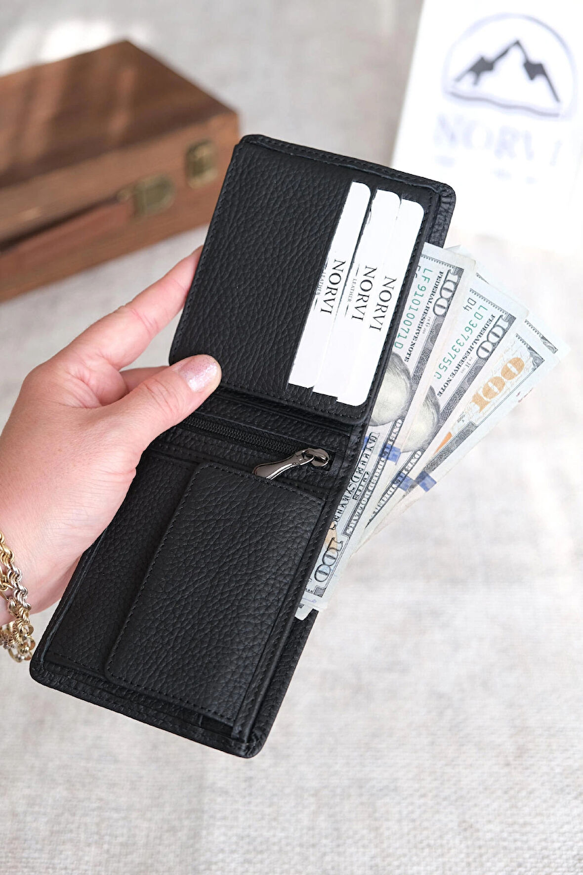  Bozuk Para Gözlü Hakiki Deri Cüzdan Siyah